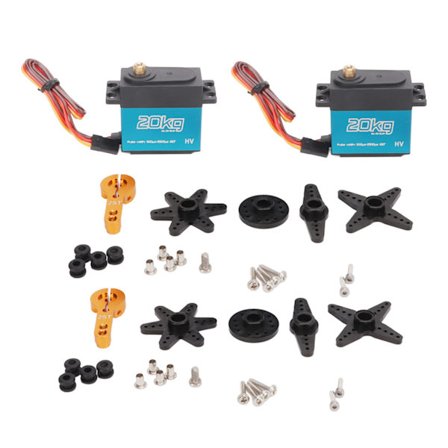2 stk. 20 kg RC Metallgir Digital Servo med 25T Metall Servoarm for 1/10 1/12 RC Bil Fly Blå
