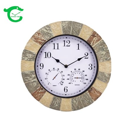 Hagemurveggklokke med temperatur og fuktighet