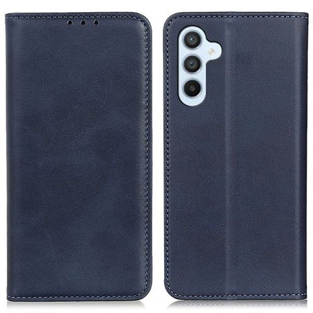 Lompakko-style Aitoa Nahkaa Läppäkotelo For Samsung Galaxy S24 - Sininen