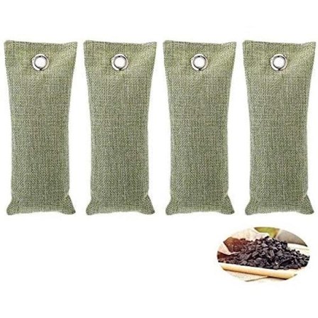 Luftrenande påsar med bambukol, aktivt kol luktabsorberare för bil garderob badrum husdjur, naturlig luftfräschare