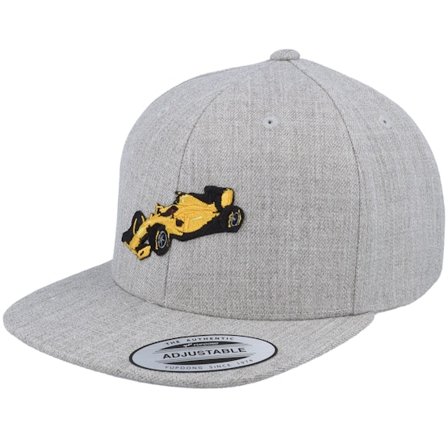 Kiddo Cap - Yellow Racing Car Heather Grey Snapback Snapback Grey Cap - @ Hatstore