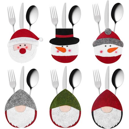6 bitar julbestickhållare, kniv- och gaffelpåsar bord .c
