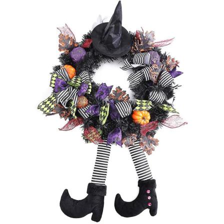 Halloween Häxa Garland Ornament Med Pumpa Ben