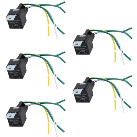 Auton rele 12V 40A 5 kpl 5-napainen kytkinrele 5-johtimen relepesä johtosarjalla autoille, kuorma-autoille ja moottoripyörille