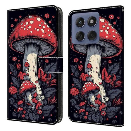 Motorola Edge 60 Fusion 5G Edge 60 5G Nahkakotelo Kuviopainatus Lompakko Seisontatuki Käännettävä Puhelinkotelo (Punainen Sieni)