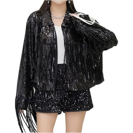 Kvinders Frynser Nyårsaften Sequin Jakke Frakke