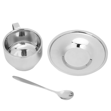 Rostfria kaffekoppar med anti-skållning, espressokoppar med sked och fat, servis_tfrf