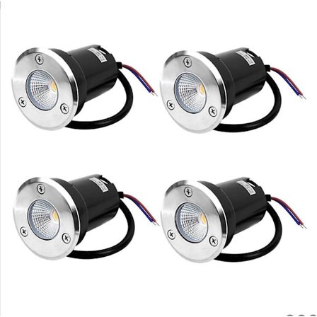 4 LED-markspotlights i marken - 5W - 12V-24V DC - belastningsbar upp till 800 kg (varmvit)