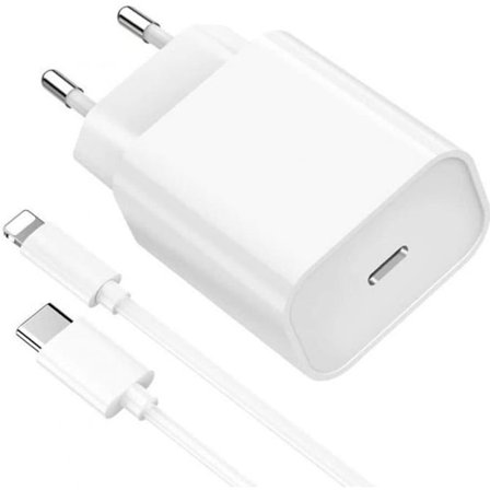 20W Snabb USB C Laddare + 2 Meter Kabel för iPhone - PROSHOP - Vit