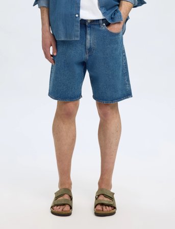 Selected Slhreg Alex Mid Blue Denim Shorts - Blue - M