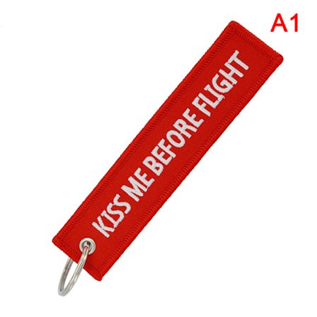 Kiss Me Before Flight Nøglering Label Broderi Nøglering med