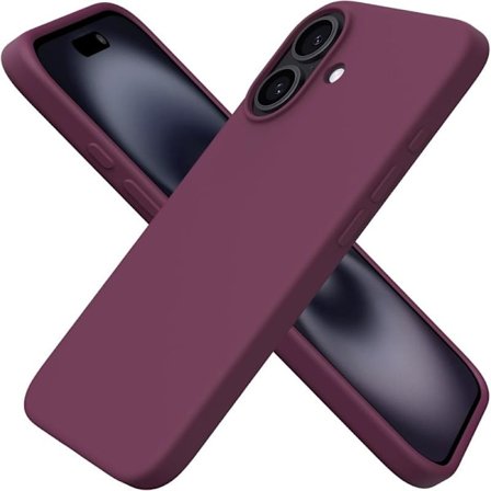 iPhone 16 Skal 6.1" Mjukt Silikonskal med 3 Lager och Full Täckning - Vinröd [JUN]