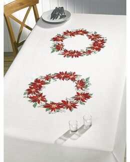 Pöytäliina Iso Kukkakranssi-Aida-Rosenstand