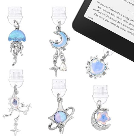 Y2K Støvplugg Sjarm - 6 stk Fantasy Estetisk Anheng Kompatibelt med Kindle & Telefon Type C/USB C Ladeport