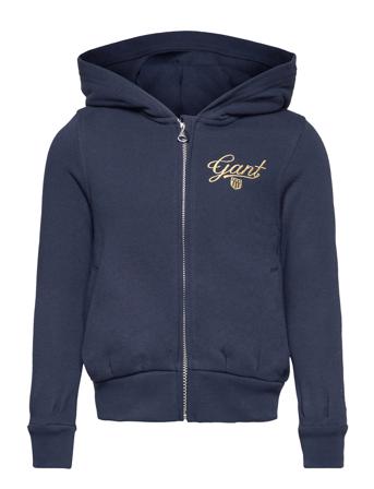 D1. Script Shield Full-Zip Hoodie Blue GANT