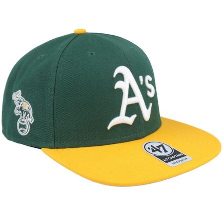 47 Brand - MLB Grønn snapback Caps - Oakland Athletics Sure Shot Tt Captain Dark Green/Yellow Snapback @ Hatstore