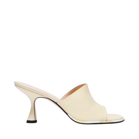 Wandler Agnes Slides in Beige Leather , Beige , Dames , Maat: 36 EU High heels