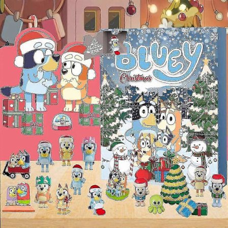 2025 Joulu Bluey Joulukalenteri, Joulu 24 Päivän Lähtölaskentakalenterit, 24kpl Söpö Sarjakuva Bluey Pennun Hahmot Lelut Joulu Sukkalahja