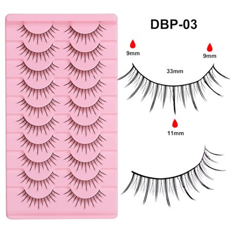 10 Par Manga Små Tunna Falska Ögonfransar - Naturliga, Lätta och Bekväma för Perfekt Ögonmakeup