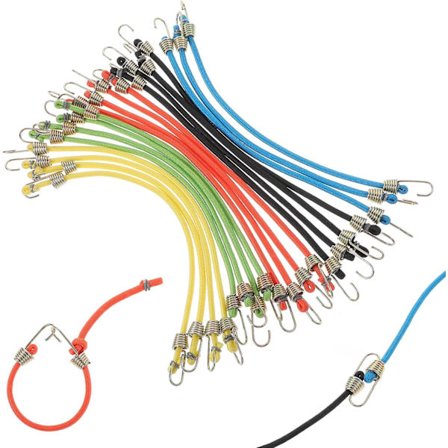 20-pakning med strikk med kroker - Mini gummistropper - Med kroker - Justerbart gummistrikktau