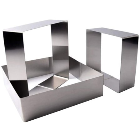 Sett med 3 kakeringer, firkantet mousseform i rustfritt stål, kakering, non-stick dessertbakingsverktøy