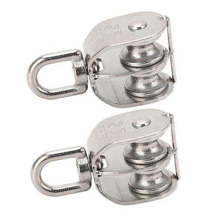 2 stk. dobbel trinse rustfritt stål M25 dobbel trinseblokk 150 kg lager svingbar trinsehjulrulle - Perfekt