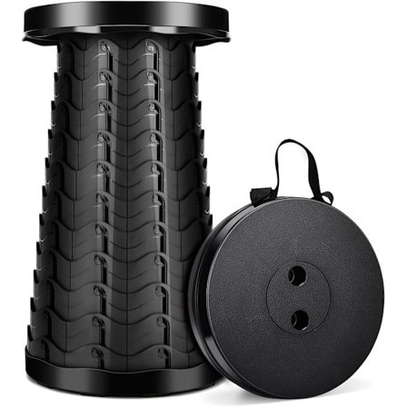 Bærbar foldeskammel, let men robust med en belastningskapacitet på 180 kg, foldbar plastikskammel til camping og fiskeri Black Round-tfrf