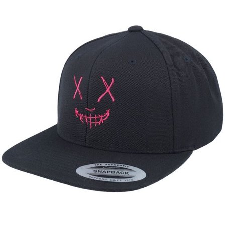Iconic - Svart snapback Keps - Neon Smile Pink/Black Snapback @ Hatstore