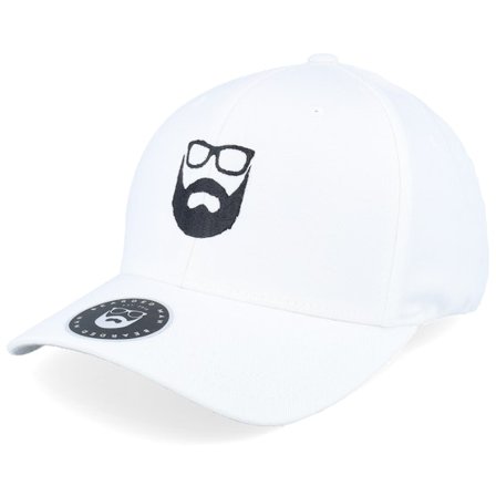 Bearded Man - Bílá flexfit Kšiltovka - Logo White Flexfit @ Hatstore