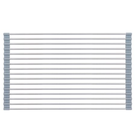 Opvaskestativ til vask i rustfrit stål, silikone, fødevaregodkendt, holdbart, varmebestandigt, sammenklappeligt tørrestativ, grå