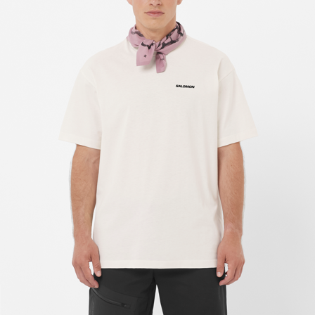 Salomon - première couche pour homme Chest Logo Relaxed Tee M - Whisper White - XS