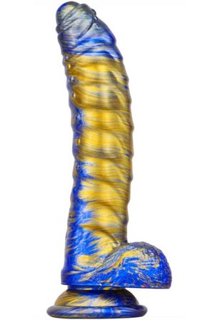Metallic Fantasy Dildo Gasix Blue/Gold 20,5 cm Dragon dildo - Blushme.se