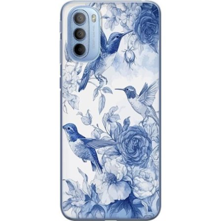 Kompatibel Mobilcover til Motorola Motorola Moto G31 Fugle og blomster blå romantiskt mønster
