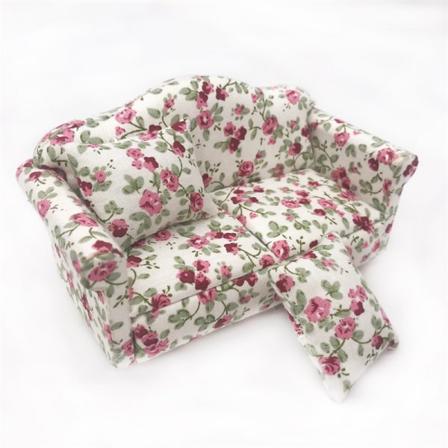Moderne Dukkehussmøbler i 1/12 Skala af Miniature Sofa til Dukkehussalonen (floret)