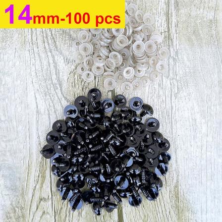 100 st 8/10/12/14 mm plast säkerhetsögon för leksaker Diy mix storlek virka djuröga för dockleksaker Amigurumi tillbehör Db 14mm-100pcs-Black