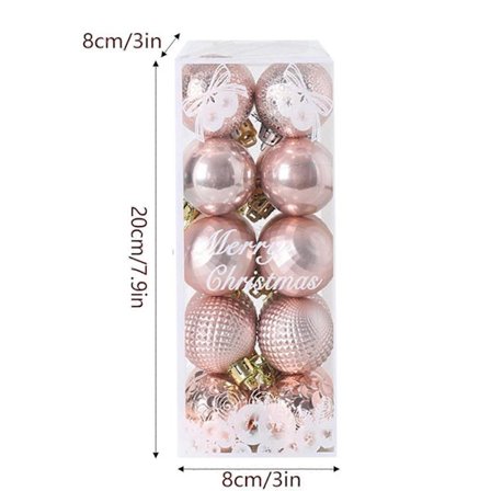 Hilingoto 4cm Guld Silver Rosa Champagne Julkulor, Kompatibla med Trädekor, Snögubbehängen, Hängsmyckeskartong, 20-pack Rea![D]