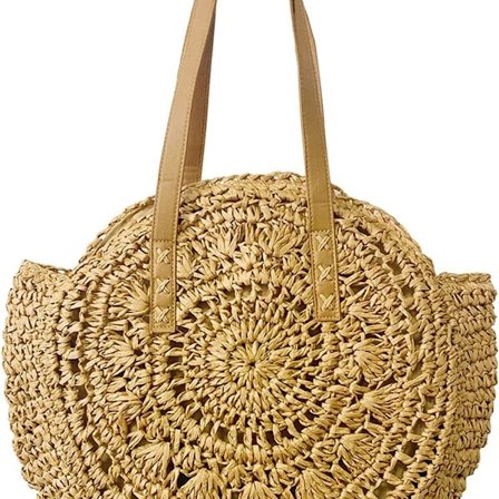 Udskåret rund stor flettet sommerstrand skuldertaske