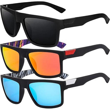 3 stk. solbriller for menn, polariserte solbriller, UV400-beskyttelse polariserte solbriller, retro solbriller, utendørssport, golf, sykling, fiske