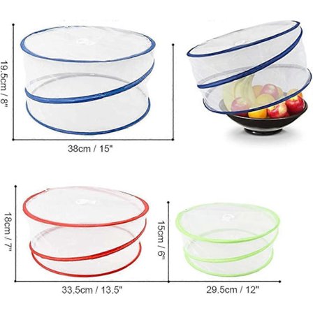 Madbeskyttere, Sæt med 3 Genanvendelige Foldbare Pop-up Madbeskyttere Køkken Udendørs Picnic BBQ Insektnet