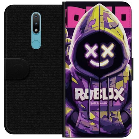 Yhteensopiva Lompakkokotelo Nokia Nokia 2.4 Värikäs Roblox-inspiroima hupparihahmo neoneilla ja maskilla, digitaalinen peli-illustraatio täydelline