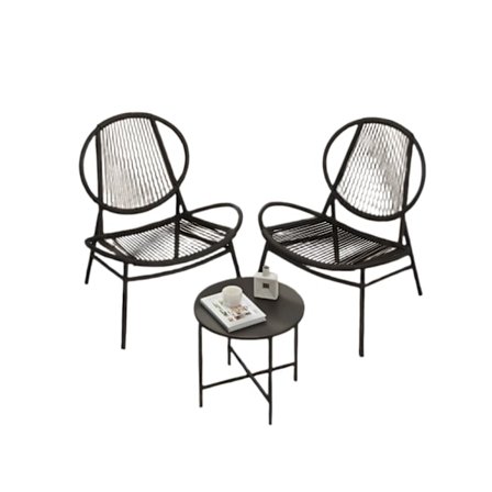 Rootz 3 -stykke balkonmøbler sæt - havemøbler - gårdhave sæt - pe -polyrattan - blæk sort - 50 cm x 45 cm tabel, 68 cm x 74 cm x 78 cm stole