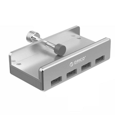 USB-keskitin imukuppikiinnityksellä ja 4 portilla, hopea