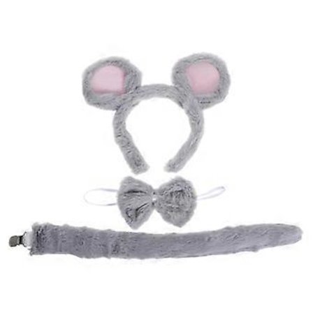 3 stk. Plys Muse Kostume Hårbøjle med Ører, Butterfly & Hale – Sødt Tegneserie Dyretilbehør til Halloween Fest Cosplay Udklædning til Voksne