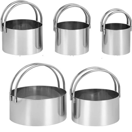 5 stk. form i rustfritt stål, rustfri form