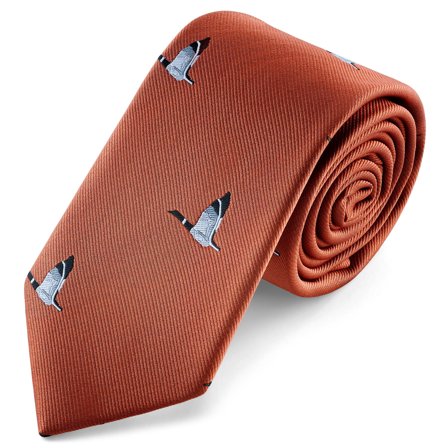 Zoikos | Corbata de gansos rojos de 7 cm para hombres - Corbatas estampadas
