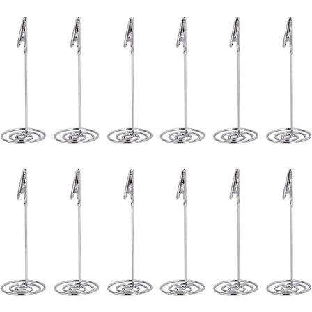 12 stk Plasskort Holder Memo Holder Klipp Foto Holder Bordnummer Holder