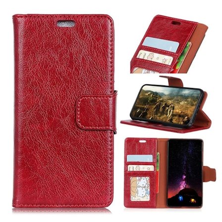 iPhone Xr Hehkuva Haljais Nahkainen Seisova Lompakko Suojakotelo - Punainen