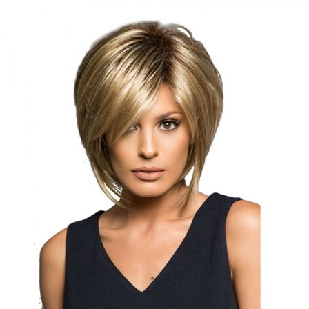 Fluffy Short Blonde Bob Hair Wig med Ladies Straight Synthetic Natural Wig