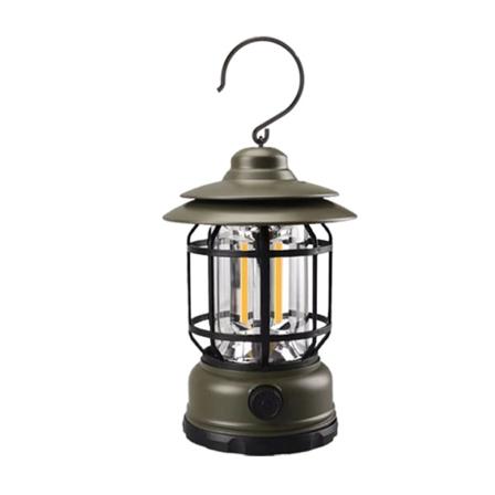 Utomhuscamping tältlampa multifunktion retro campinglampa USB -laddningslampa bärbar nödlampa USB uppladdningsbar (militärgrön)