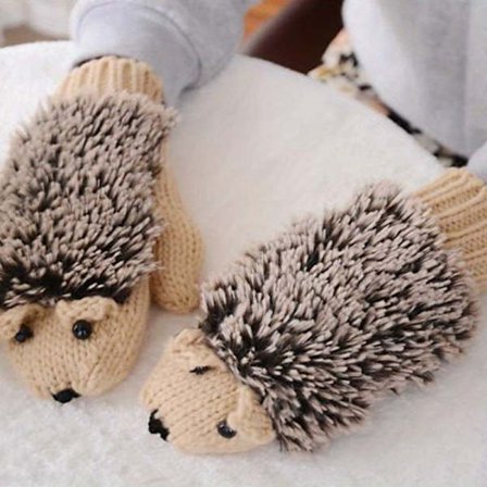 Mysiga Igelkottsvantar - Mjuka, Varma Vintervantar med Hela Fingrar och Bedårande Igelkottsdesign